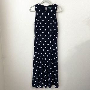 Lauren Ralph Lauren Dress Womens Size 6 Polkadot Sleevess Midi Black